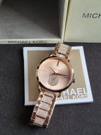 Michael Kors Mini Portia Pavé 36mm Rose Gold-Tone Stainless Steel Women's Watch – MK4598