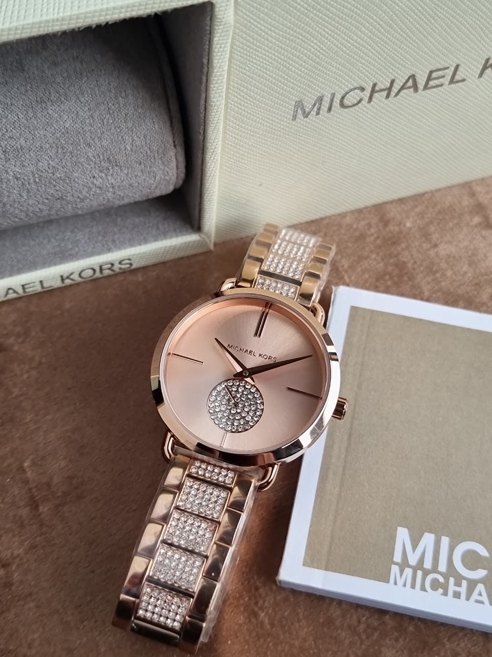 (^-^)/ さんMIK・18A PORTIA ステンLウォッチ Michael Kors Mini Portia Pavé 36mm Rose Gold-Tone Stainless Steel