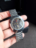 Rado DiaStar Black Dial Silver Stainless Steel Quartz Watch for Men 36mm – Swiss Made