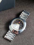 Rado DiaStar Black Dial Silver Stainless Steel Quartz Watch for Men 36mm – Swiss Made