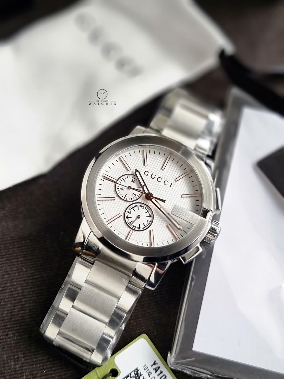 Gucci Men’s Analog Quartz Display Swiss Made Stainless Steel Silver 44mm Watch YA101201