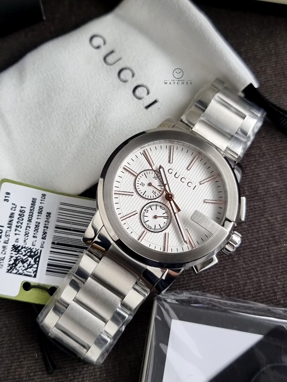 Gucci Men’s Analog Quartz Display Swiss Made Stainless Steel Silver 44mm Watch YA101201