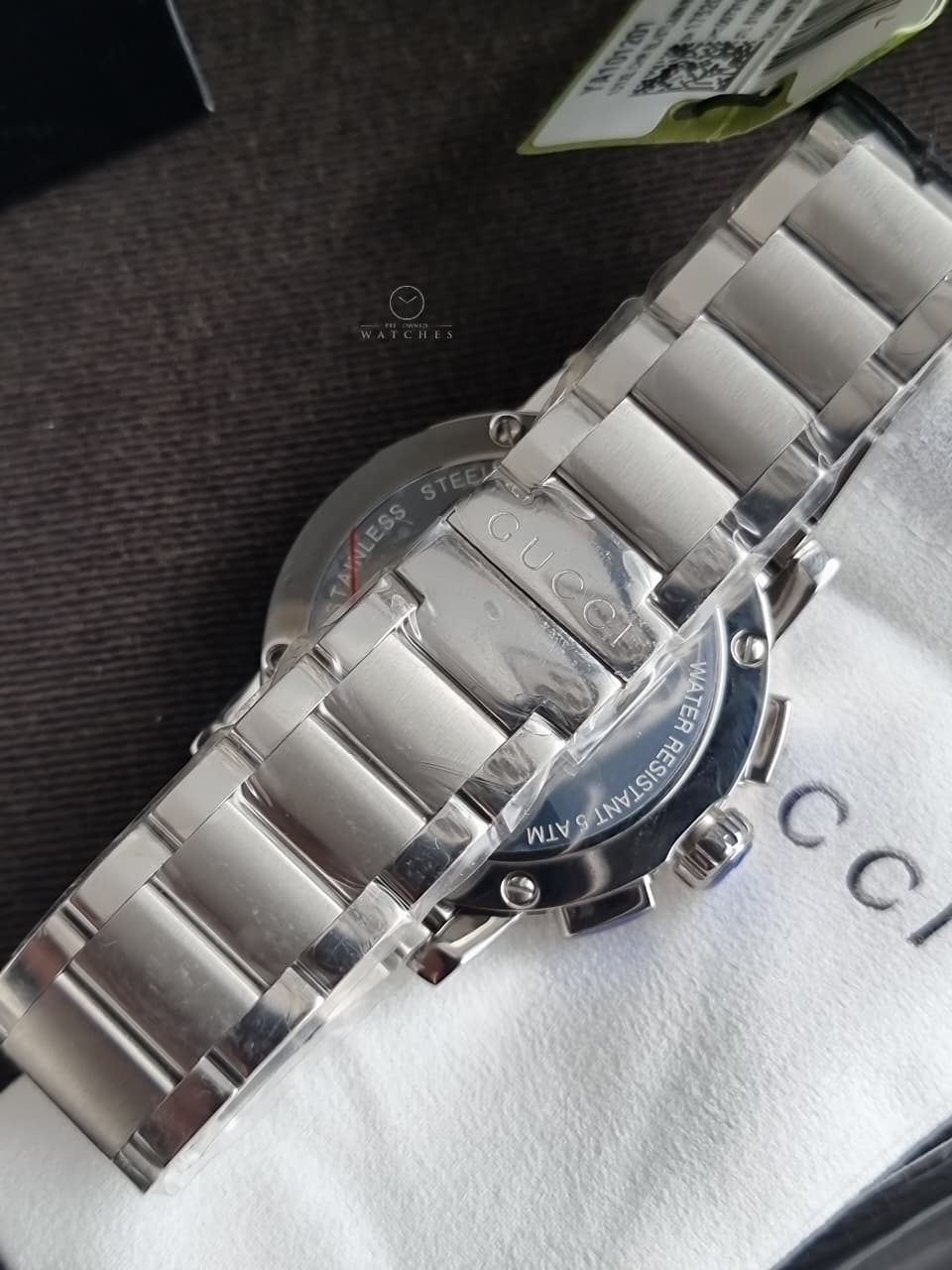 Gucci Men’s Analog Quartz Display Swiss Made Stainless Steel Silver 44mm Watch YA101201