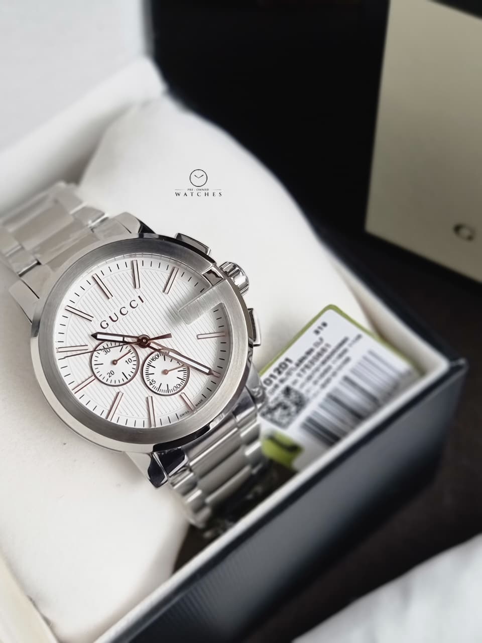 Gucci Men’s Analog Quartz Display Swiss Made Stainless Steel Silver 44mm Watch YA101201