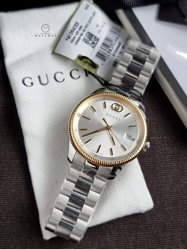 Gucci G-Timeless Silver Dial Two-Tone Stainless Steel Swiss Quartz Watch 38mm – YA1264233 Hover Image