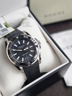Gucci Dive Black Dial Black Rubber Strap Swiss Quartz Watch 45mm for Men – YA136204