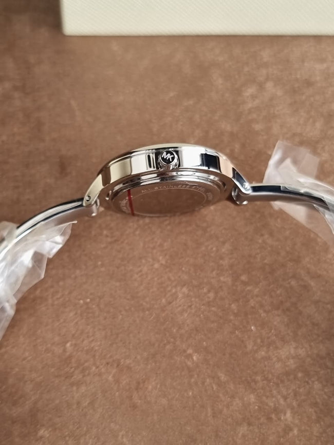 Michael Kors Izzy Silver Dial Silver Stainless Steel Bangle Quartz Watch 28mm for Ladies – MK4930 Main Image