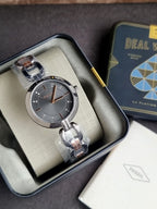 Fossil Kerrigan Gray Sunray Dial Two-Tone Gunmetal & Rose Gold Stainless Steel Quartz Watch for Ladies 32mm – BQ3947