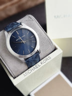 Michael Kors Slim Runway Blue Dial Blue Silicone Strap Quartz Watch 44mm for Men – MK8907