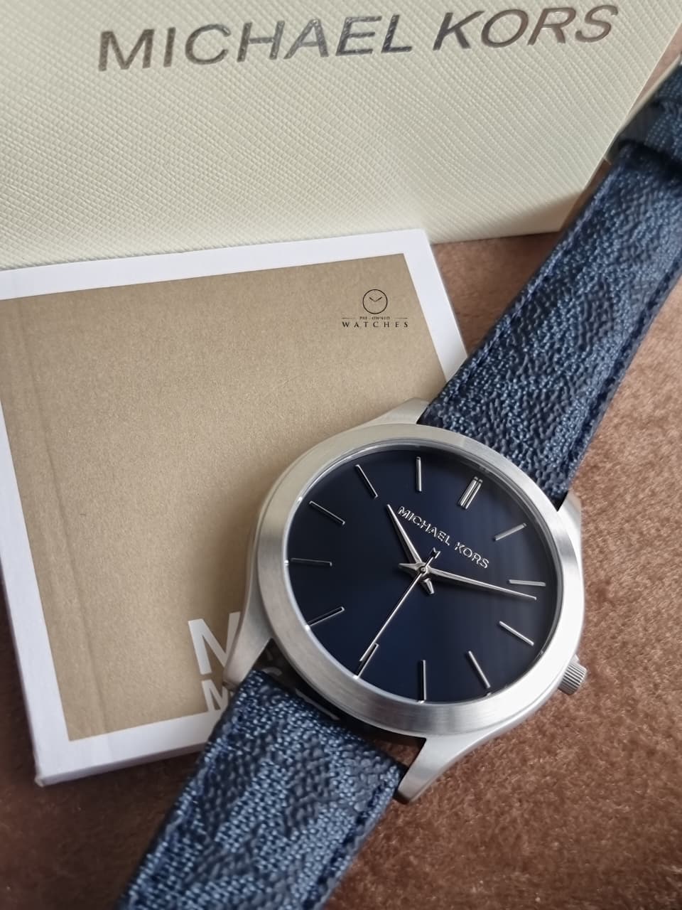 Michael Kors Slim Runway Blue Dial Blue Silicone Strap Quartz Watch 44mm for Men – MK8907