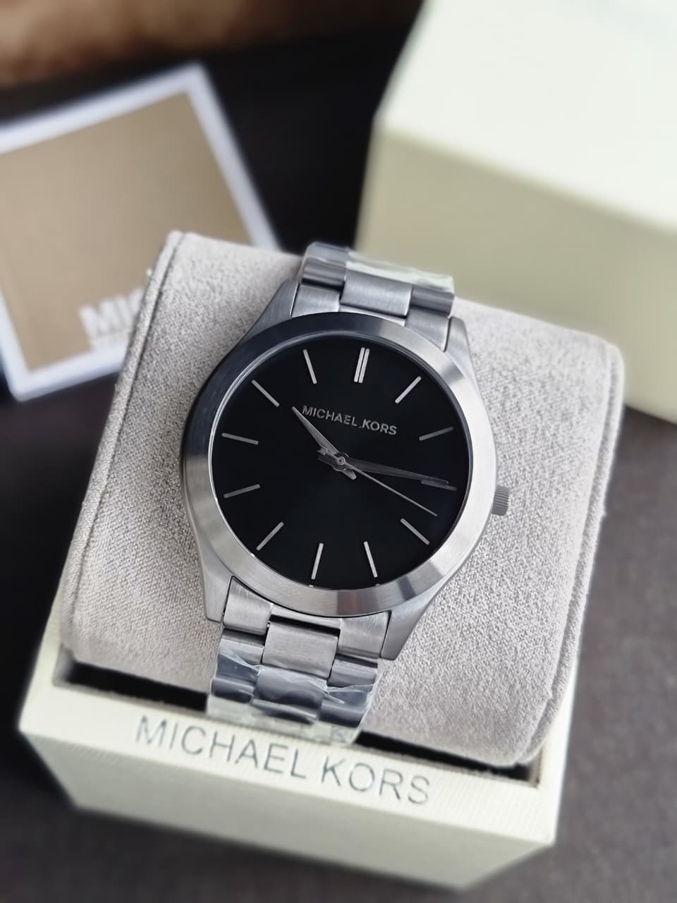 Michael Kors Slim Runway Gunmetal Dial Gunmetal Stainless Steel Quartz Watch 44mm for Men – MK8898