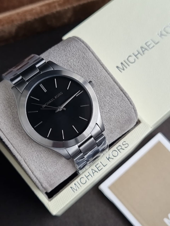 Michael Kors Slim Runway Gunmetal Dial Gunmetal Stainless Steel Quartz Watch 44mm for Men – MK8898 Main Image