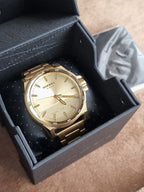 Diesel D-48 Gold Dial Gold-Tone Stainless Steel Quartz Watch 48mm for Men – DZ1912