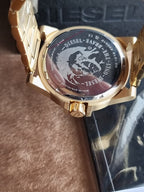 Diesel D-48 Gold Dial Gold-Tone Stainless Steel Quartz Watch 48mm for Men – DZ1912