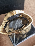 Diesel D-48 Gold Dial Gold-Tone Stainless Steel Quartz Watch 48mm for Men – DZ1912