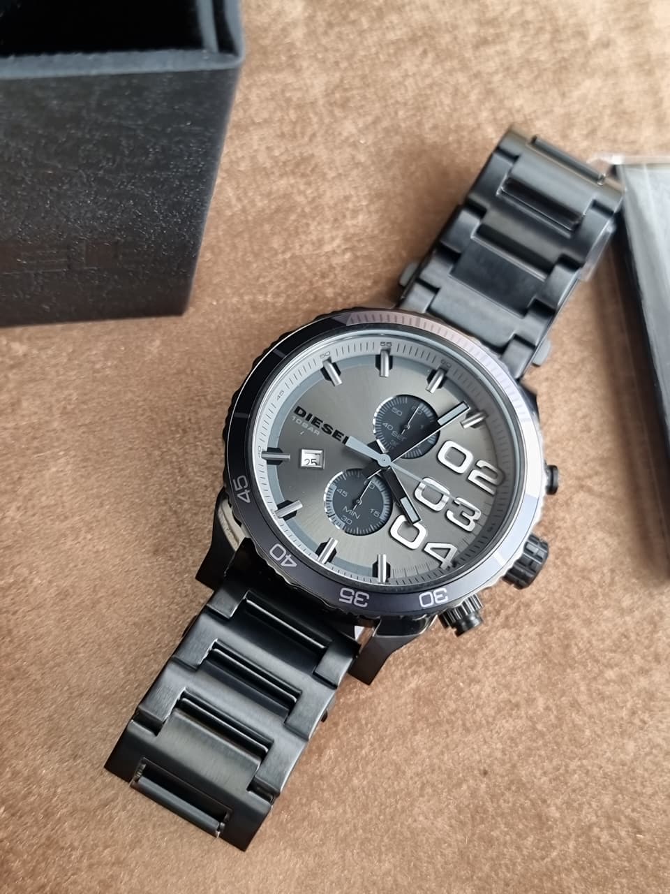 Diesel Double Down Chronograph Gunmetal Stainless Steel Quartz Watch 50mm for Men – DZ4314