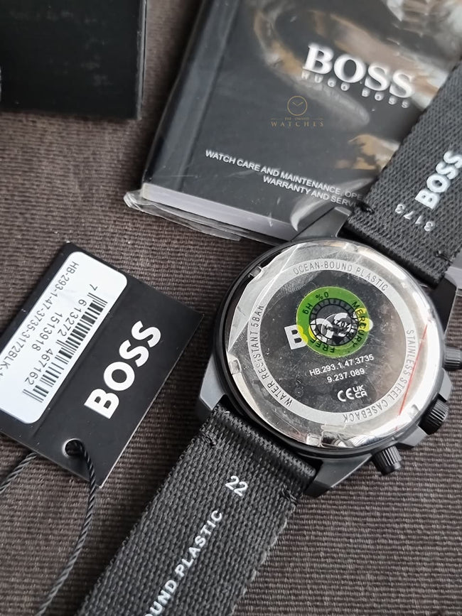 HUGO BOSS Admiral Black Dial Black Resin Strap Chronograph Quartz Watch 46mm for Men – 1513918 Main Image