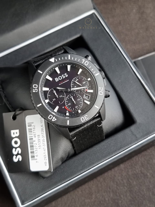 HUGO BOSS Admiral Black Dial Black Resin Strap Chronograph Quartz Watch 46mm for Men – 1513918 Hover Image