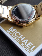 Michael Kors Tibby Gold-Tone Stainless Steel Gold Dial Multifunction Quartz Watch for Women – MK6927