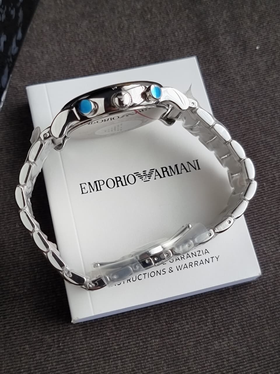 EMPORIO ARMANI Classic Black Dial Silver Stainless Steel Chronograph Watch For Gents - AR1853