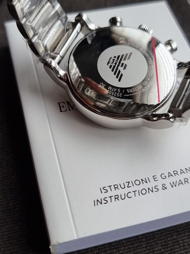 EMPORIO ARMANI Classic Black Dial Silver Stainless Steel Chronograph Watch For Gents - AR1853 Main Image