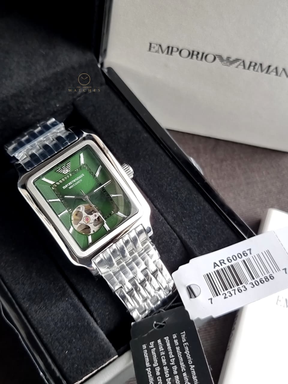 Emporio Armani Automatic Green Dial Stainless Steel Men's Watch – AR60067