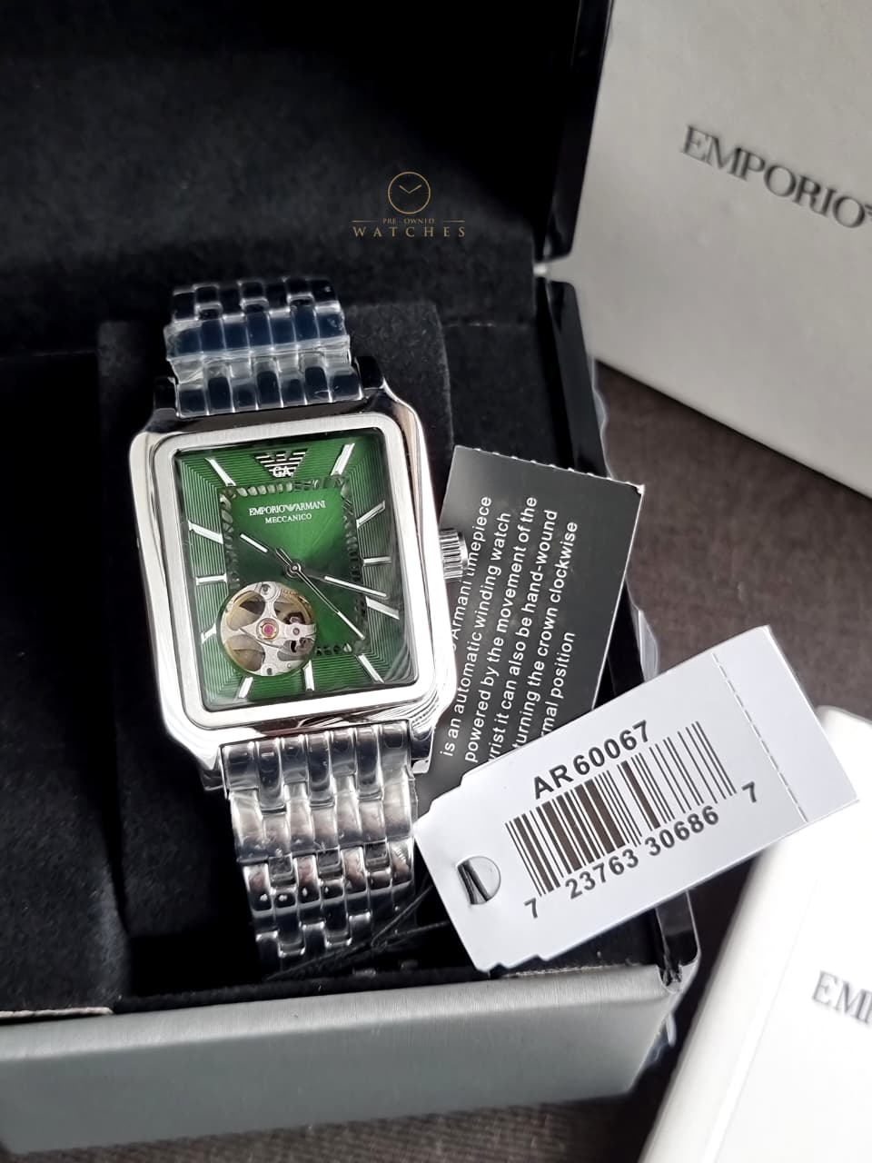 Emporio Armani Automatic Green Dial Stainless Steel Men's Watch – AR60067