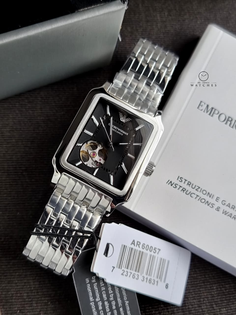 Emporio Armani Automatic Black Dial Stainless Steel Men's Watch – AR60057