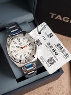 Tag Heuer Aquaracer Men’s Quartz Swiss Made Silver Stainless Steel White Dial 41mm Watch WBD1111.BA0928