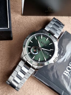 Hugo Boss Silver Stainless Steel Green Dial Automatic Watch for Men – 1514200