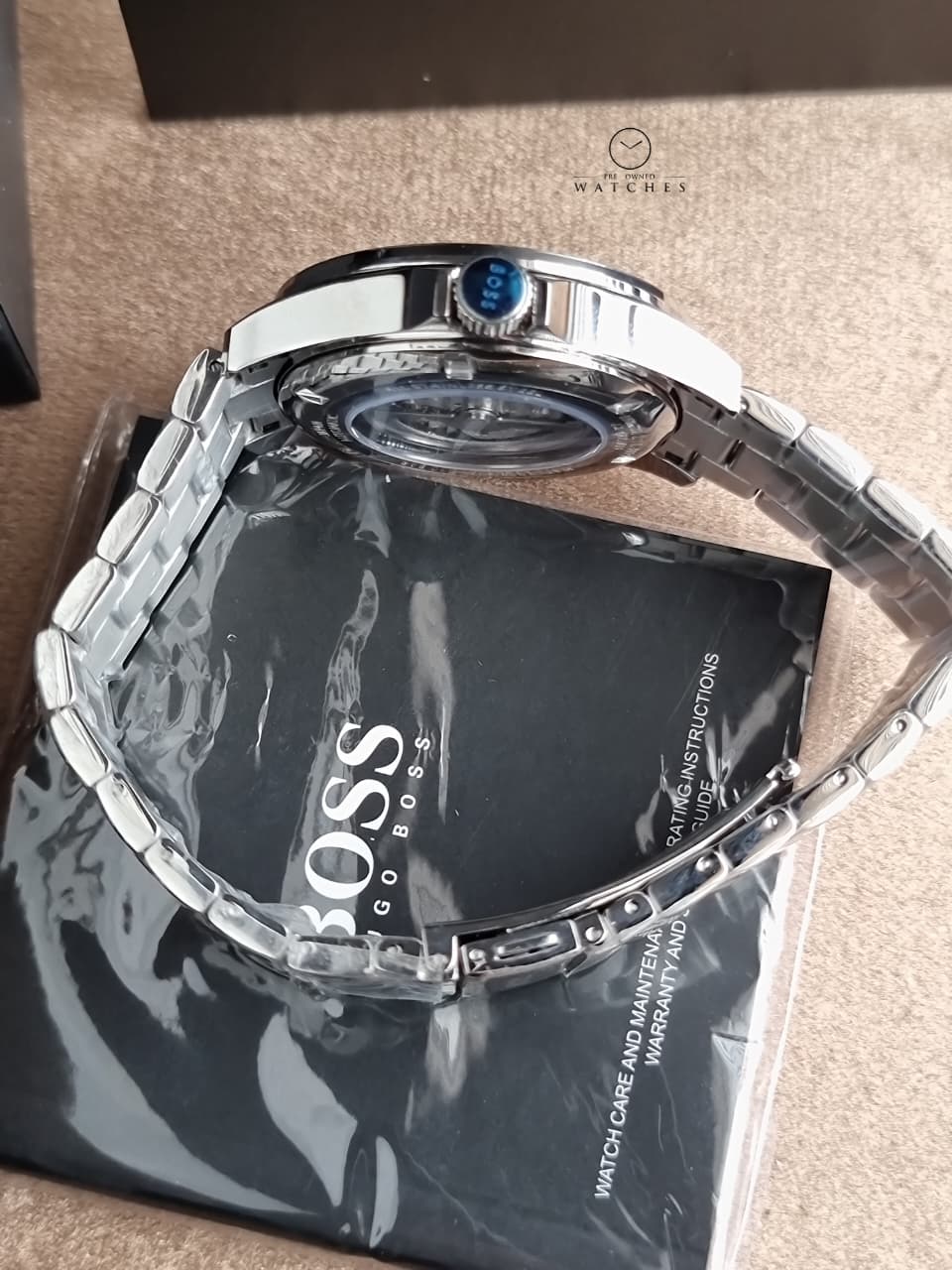Hugo Boss Silver Stainless Steel Green Dial Automatic Watch for Men – 1514200