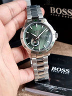 Hugo Boss Silver Stainless Steel Green Dial Automatic Watch for Men – 1514200