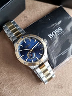 Hugo Boss Two-Tone Stainless Steel Navy Blue Dial Automatic Watch for Men – 1514201