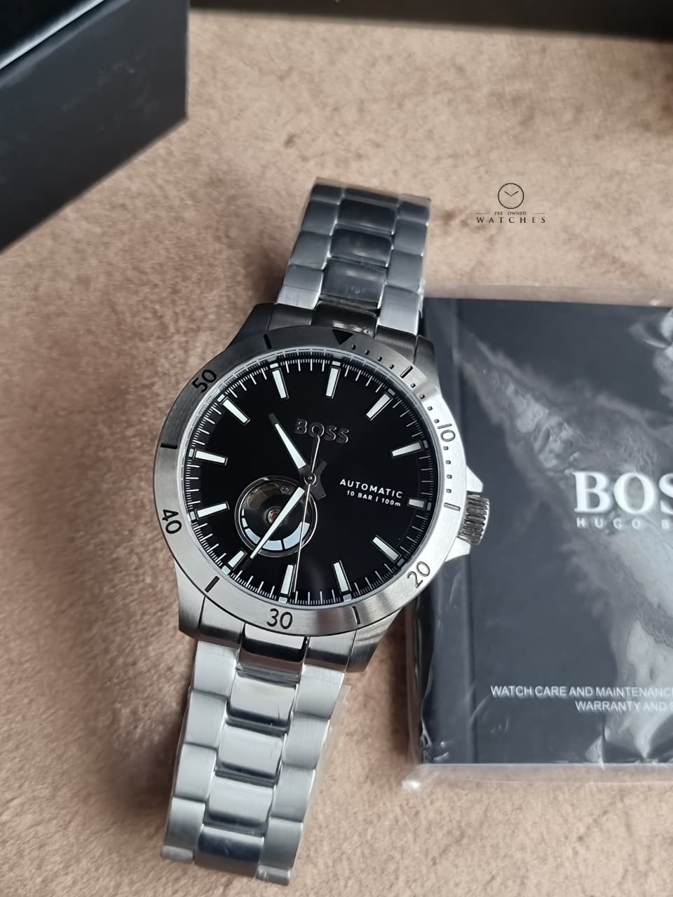 Hugo Boss Silver Stainless Steel Black Dial Automatic Watch for Men – 1514202