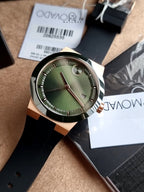 Movado BOLD Fusion Green Sunray Dial Black Silicone Strap Men's Watch – 3601296