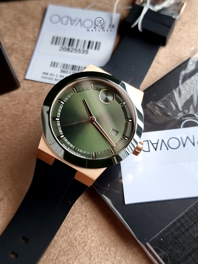 Movado BOLD Fusion Green Sunray Dial Black Silicone Strap Men's Watch – 3601296 Main Image