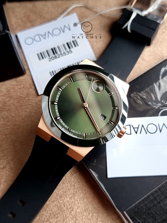 Movado BOLD Fusion Green Sunray Dial Black Silicone Strap Men's Watch – 3601296 Hover Image