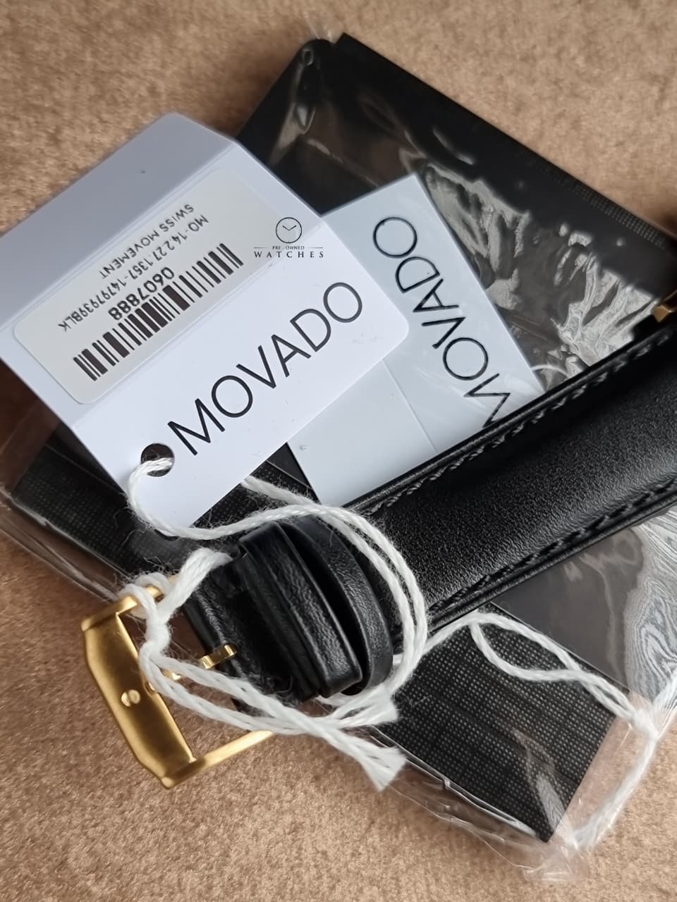 Movado Museum Classic Swiss Chronograph Men's Watch with Black Calfskin Leather Strap – 0607888