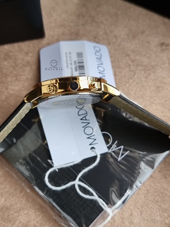 Movado Museum Classic Swiss Chronograph Men's Watch with Black Calfskin Leather Strap – 0607888 Main Image