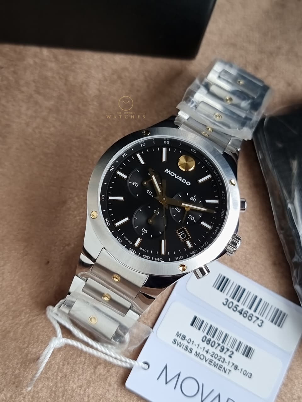 Movado SE Chronograph Black Sunray Dial Two-Tone Stainless Steel Men's Watch – 0607972