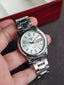 Seiko 5 White Dial Silver Chain Automatic Watch 36mm