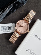 Emporio Armani Women’s Analog Stainless Steel Rose Gold Dial 32mm Watch AR11059