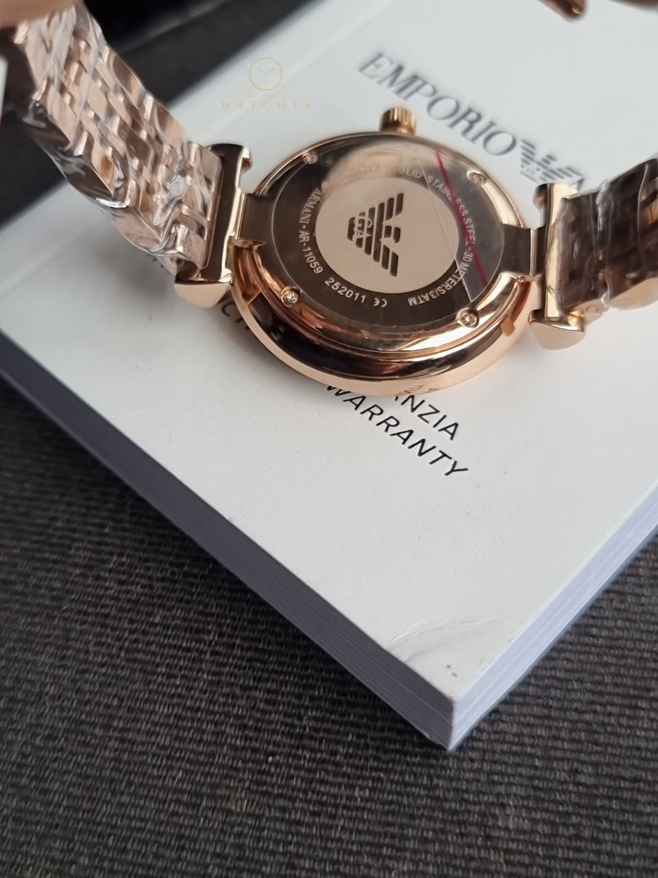 Emporio Armani Women’s Analog Stainless Steel Rose Gold Dial 32mm Watch AR11059