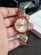 Emporio Armani Women’s Analog Stainless Steel Rose Gold Dial 32mm Watch AR11059