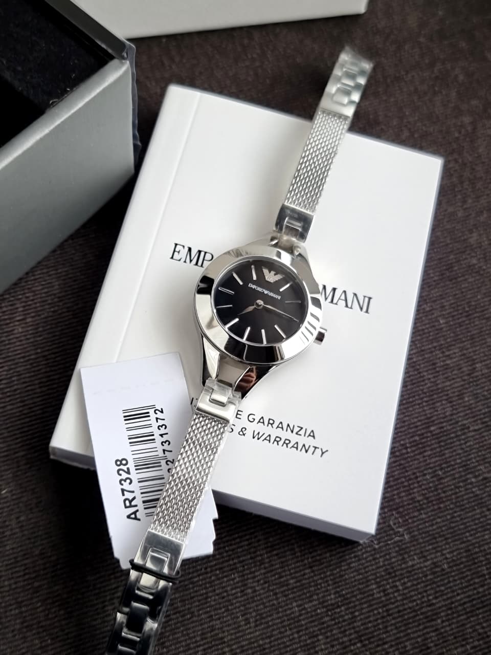 Emporio Armani Chiara Classic Black Dial Silver Stainless Steel Ladies Quartz Watch AR7328