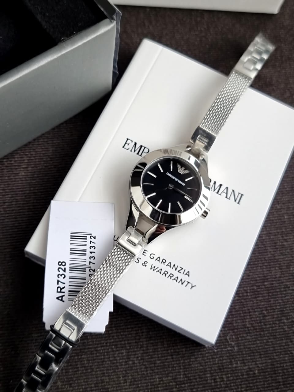 Emporio Armani Chiara Classic Black Dial Silver Stainless Steel Ladies Quartz Watch AR7328