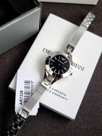 Emporio Armani Chiara Classic Black Dial Silver Stainless Steel Ladies Quartz Watch AR7328