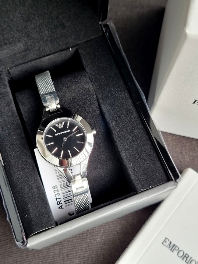Emporio Armani Chiara Classic Black Dial Silver Stainless Steel Ladies Quartz Watch AR7328 Hover Image