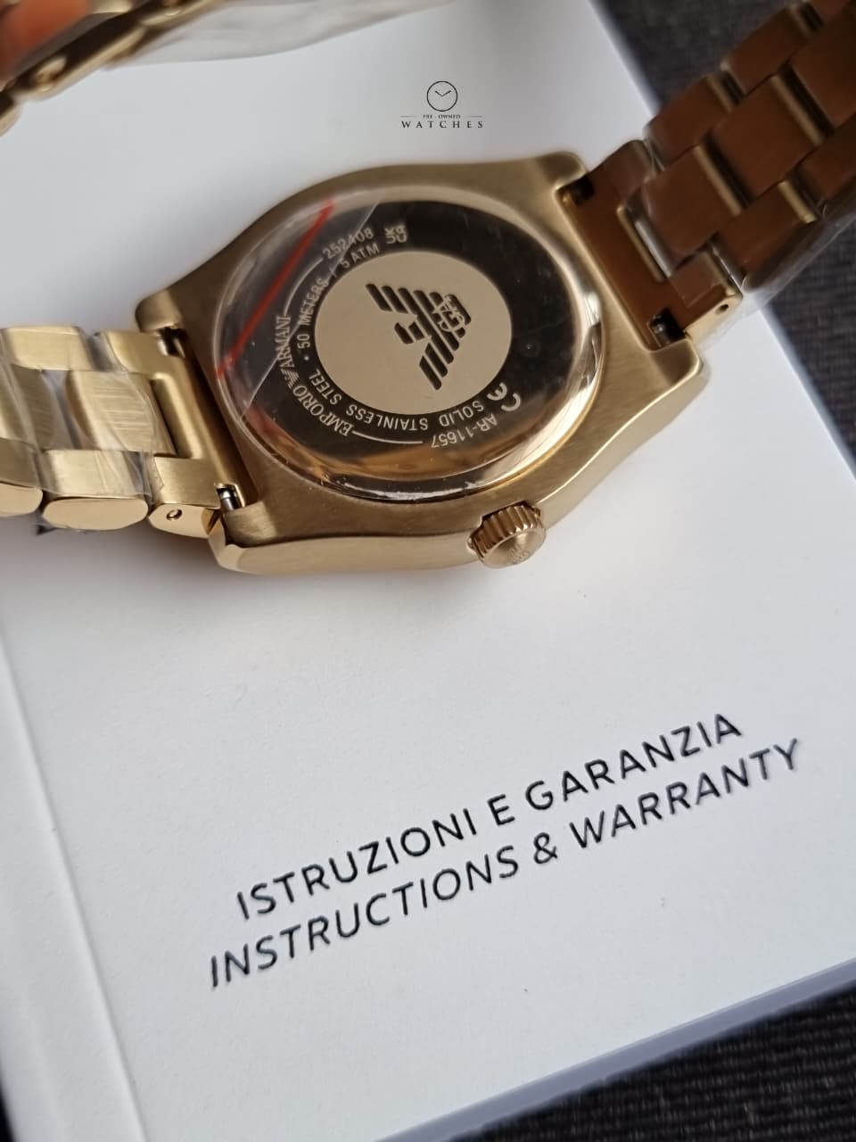 Emporio Armani Gold Stainless Steel White Dial Quartz Watch for Ladies - AR11657
