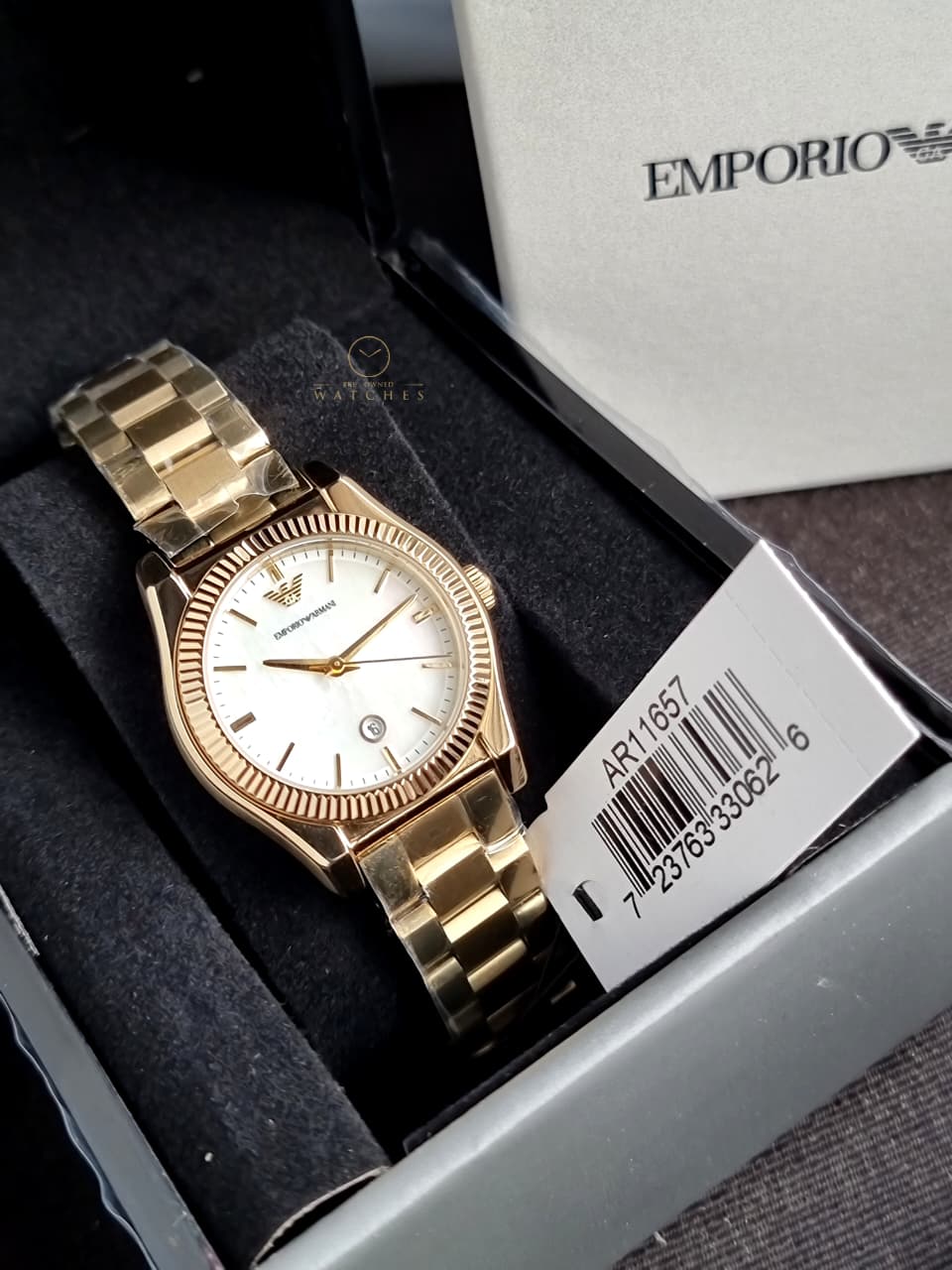 Emporio Armani Gold Stainless Steel White Dial Quartz Watch for Ladies - AR11657